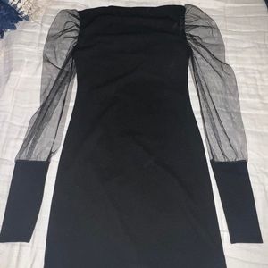 Black, mesh sleeve mini dress Size S